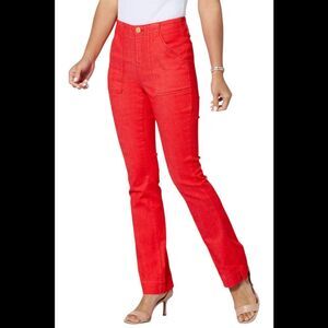 DG2 by Diane Gilman Stretch Perfect Twill Denim Bootcut Jean Red - Petite